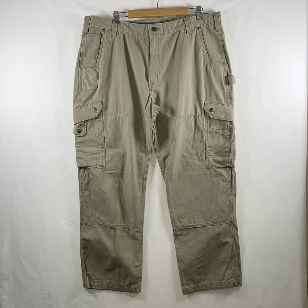 Carhartt Mens B342 DES Ripstop Cargo Pants Size 42x30 Tan Relaxed Fit Workwear